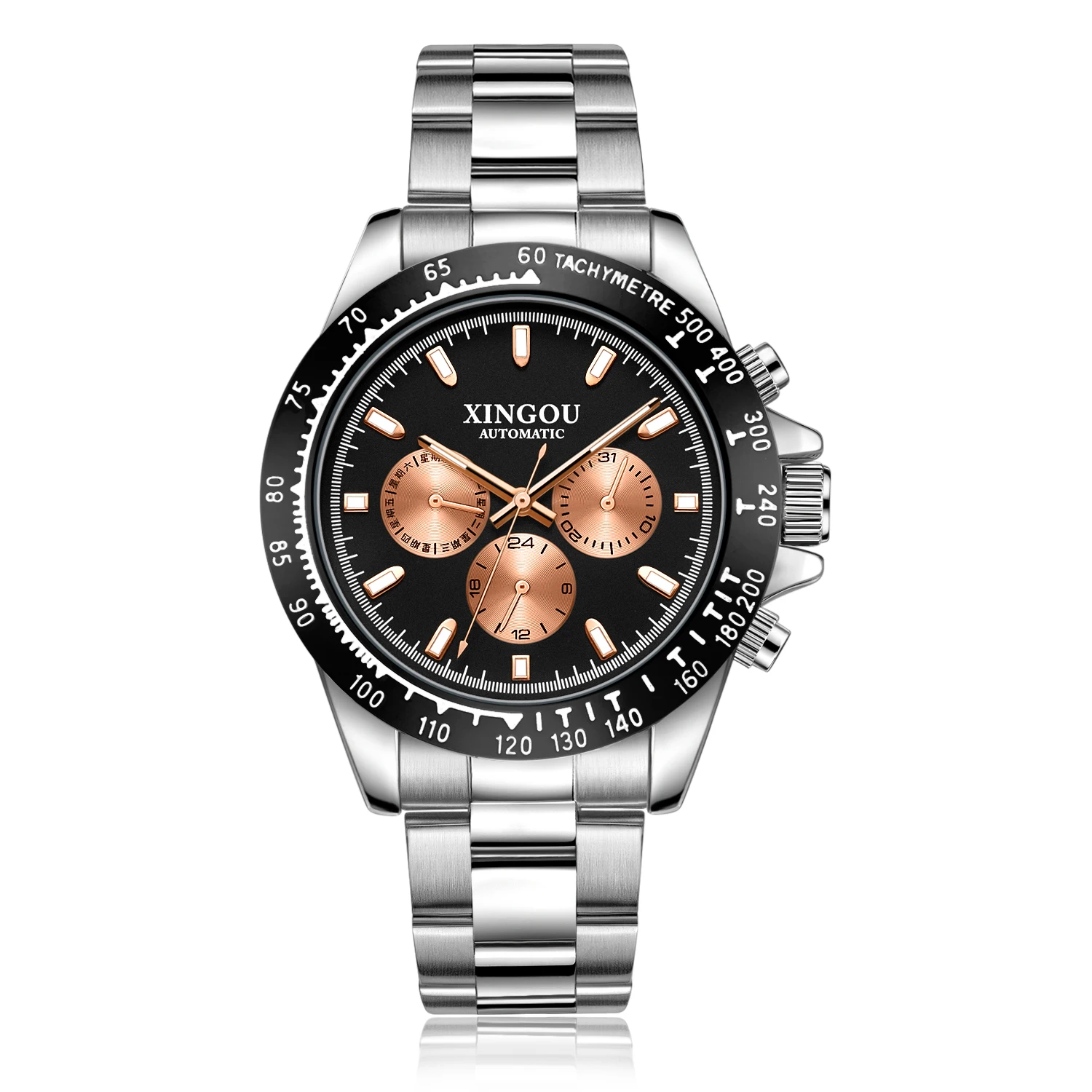 XINGOU 8209 Luxury Super Luminous Gold Automatic Watch Movement Sports Water Resistant 30M Men Wrist Watch