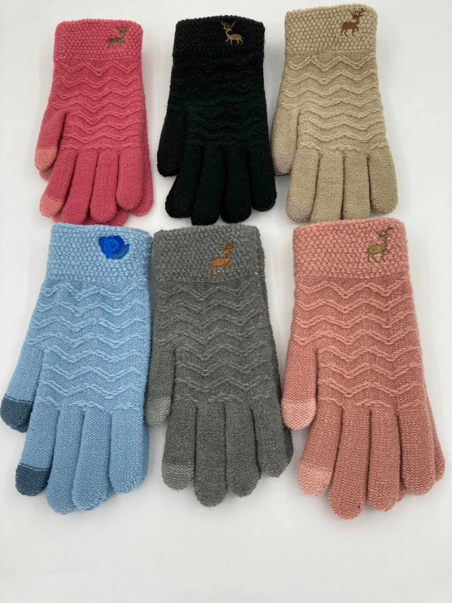 Custom fashion knitted cute  winter gloves knitted glove acrylic for women