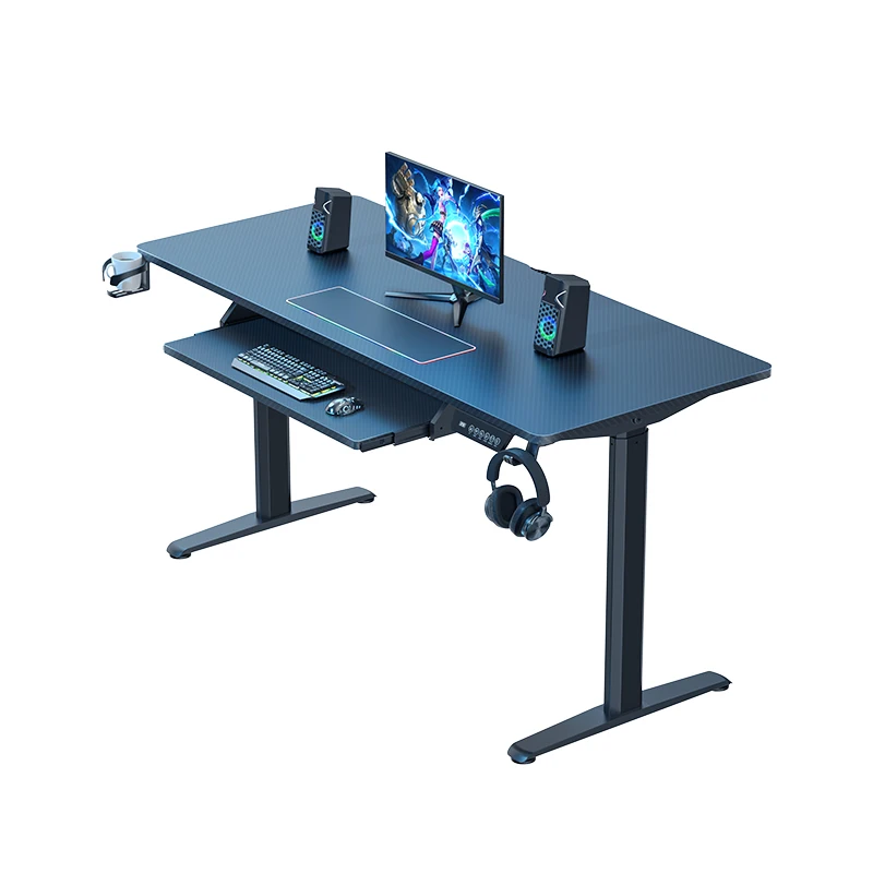 Современный Офисный Компьютерный игровой стол ручной подъемник регулируемый RGB с подстаканником и крючком для наушников