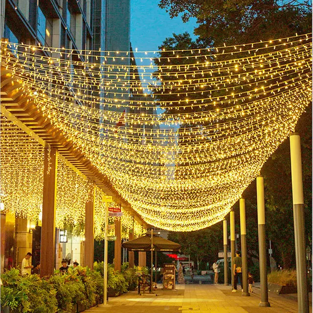 Custom Xmas Decoration String Lights Waterproof Party Wedding Garden Tree 60m Curtain Led Christmas Hanging Light For Event