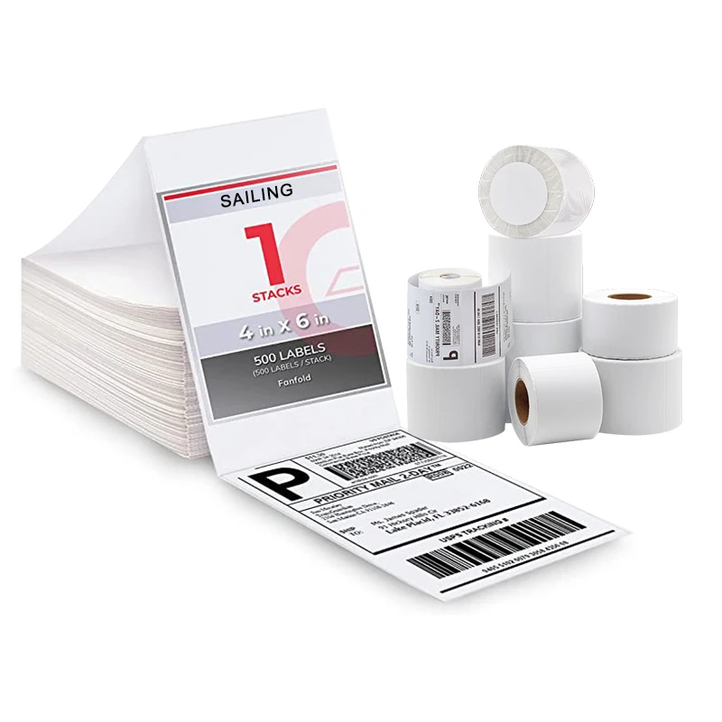 Wholesaler Blank Paper self adhesive direct thermal 4 x 6 inch shipping label sticker roll 1000pcs