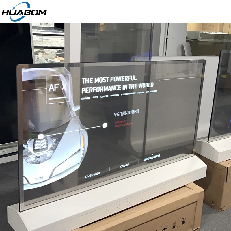 Заводской напольный прозрачный стеклянный светодиодный экран digital signage специальный дизайн экрана