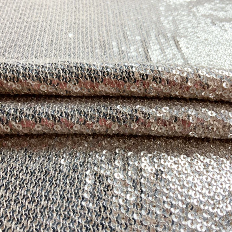 Gorgeous 3mm Spangle Embroidery stretch Sequins Fabric for Evening Party Dress Wear