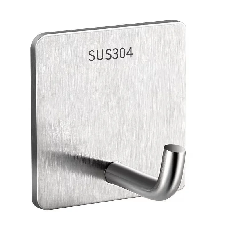 Stainless steel punch-free hook Strong adhesive kitchen wall bearing wall hanging hook seamless nail metal holder