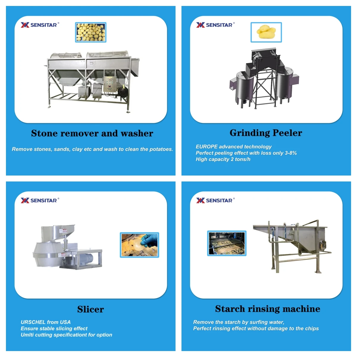 China Industrial Automatic Frozen Fried Potatoes Finger Production Line Natural Potato Chips Making Machine