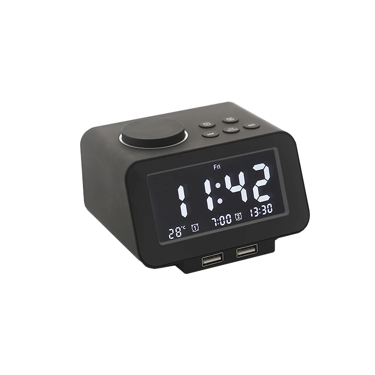 K8 bedside FM radio USB hub charging ports snooze alarm clock