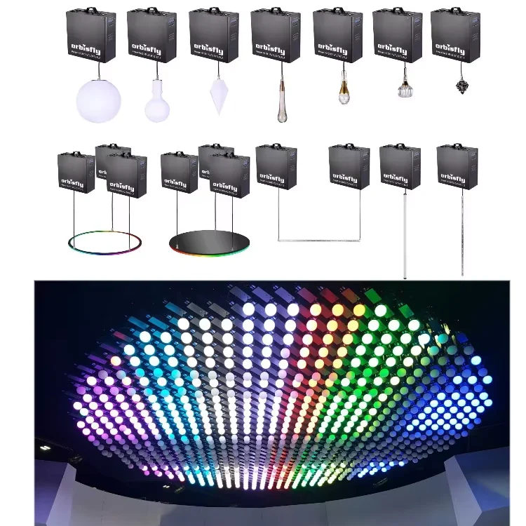 Lifting Kinetic Lighting DMX Winch 3D moving up and down led ball