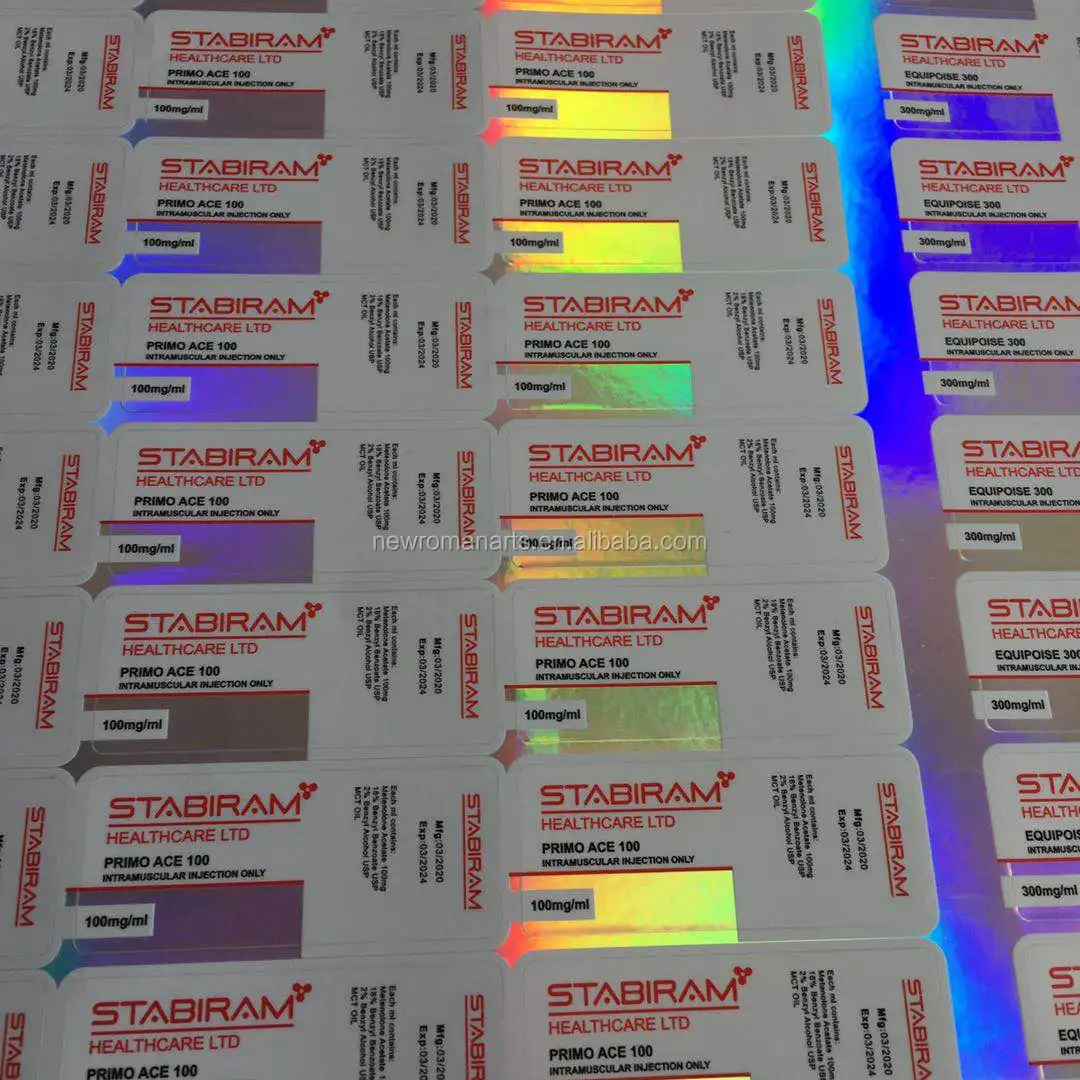 Wholesale Free Design Custom 10ml Steroid Vial Labels For Test Cypionate ,EQ