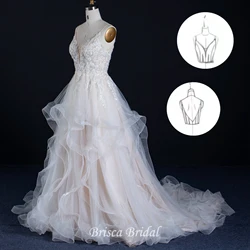 2022 New Design Ruffles White / Blush Color Vestido de novia Designer Bridal Wedding Dress