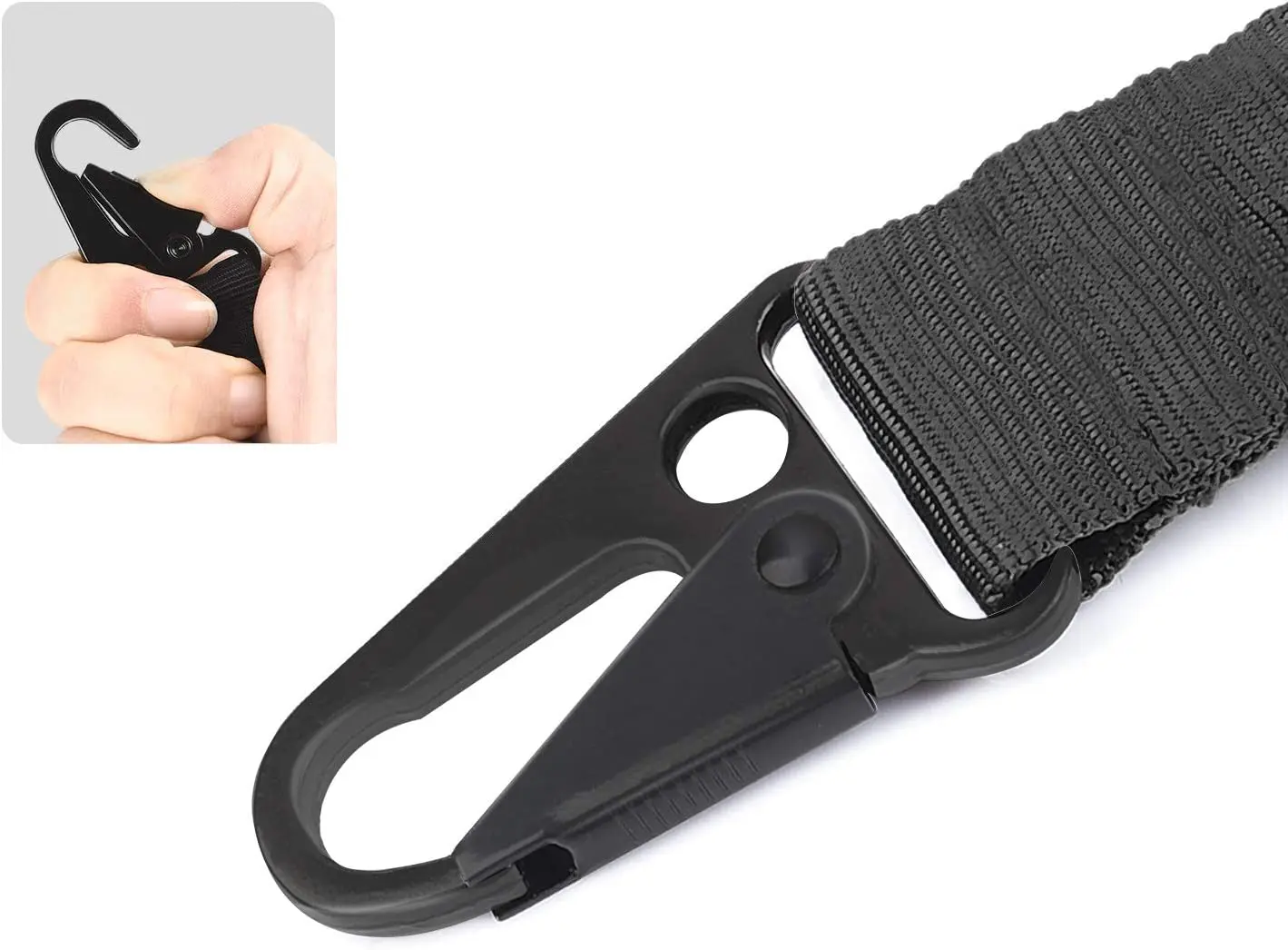 Two Points Gun Sling With Length Adjuster Traditional Sling With Metal Hook For Outdoors Black