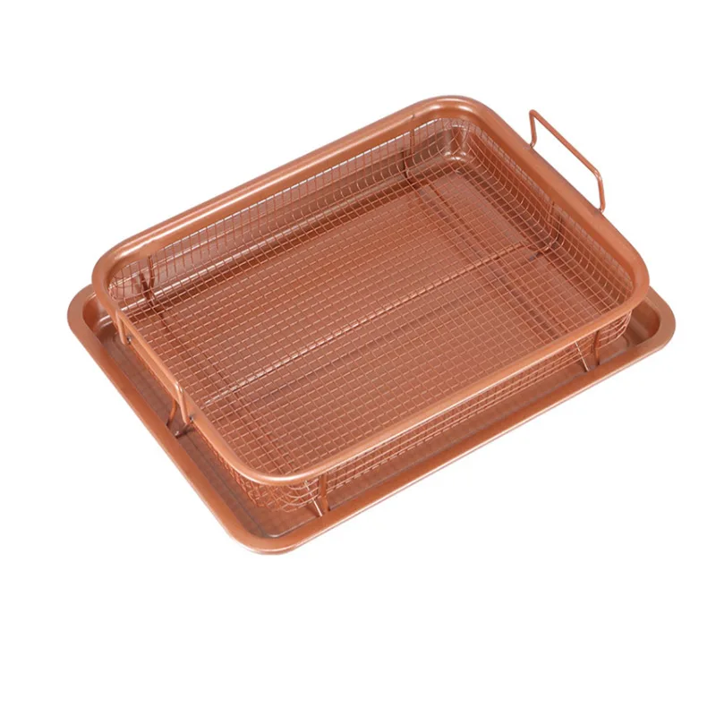 Non Stick Copper Crisper Basket Tray With Baking Pan