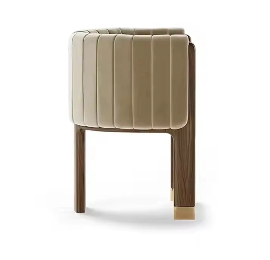 Modern Solid Wood wabi sabi Chair Camel Velvet Upholstered Arm Chair Lounge japandi dining Chair For Home Hotel Furniture