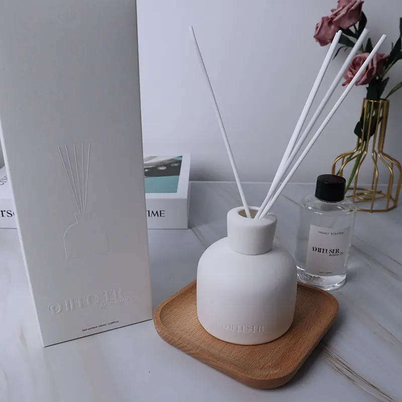 Raymeel 150ML Reed Diffusers for Home Aroma Fragrance Diffuser Ceramic Reed Diffuser Bottle White Bottle with Replacement