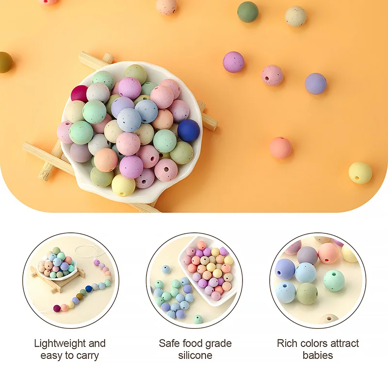 Wholesale Baby Silicone Teething Beads Toy Food Grade Infant Pacifier Soft Silicone Beads 15mm Silicone Beads