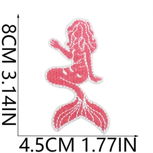 cute cartoon ocean theme iron on sewing on  embroidered mermaid tail seashell conch shell starfish patches