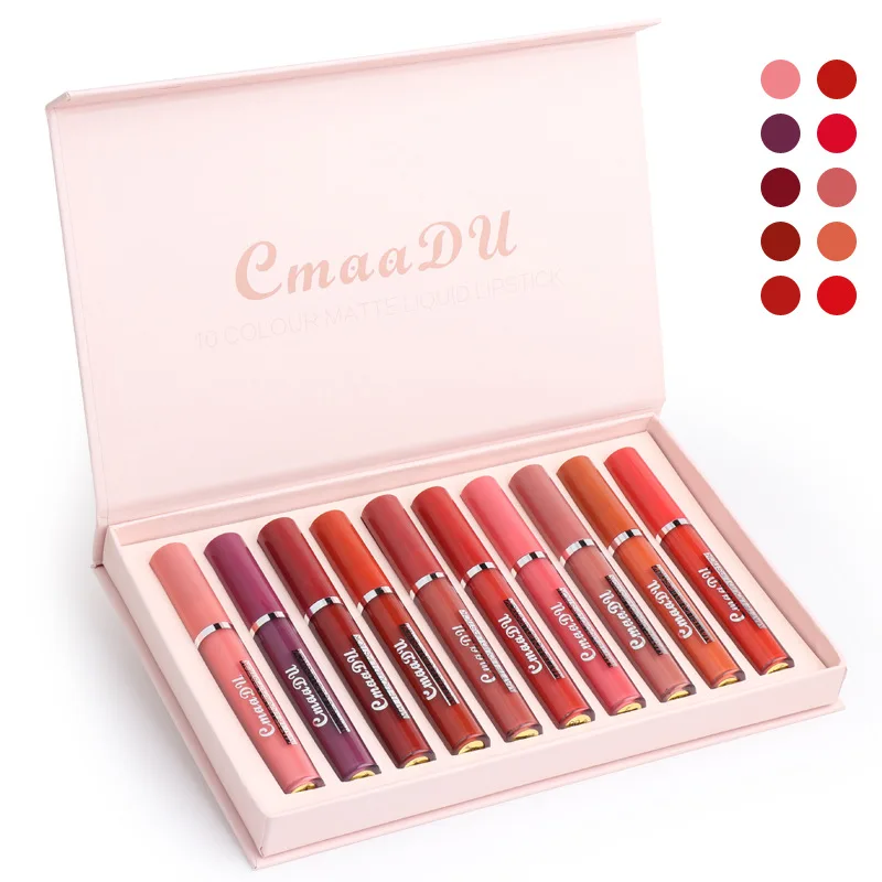 
10 Piece/set Velert Matte Lipgloss Liquid Lipstick Pen Lips Matte Lip Gloss Makeup Waterproof Long-lasting lip gloss set 