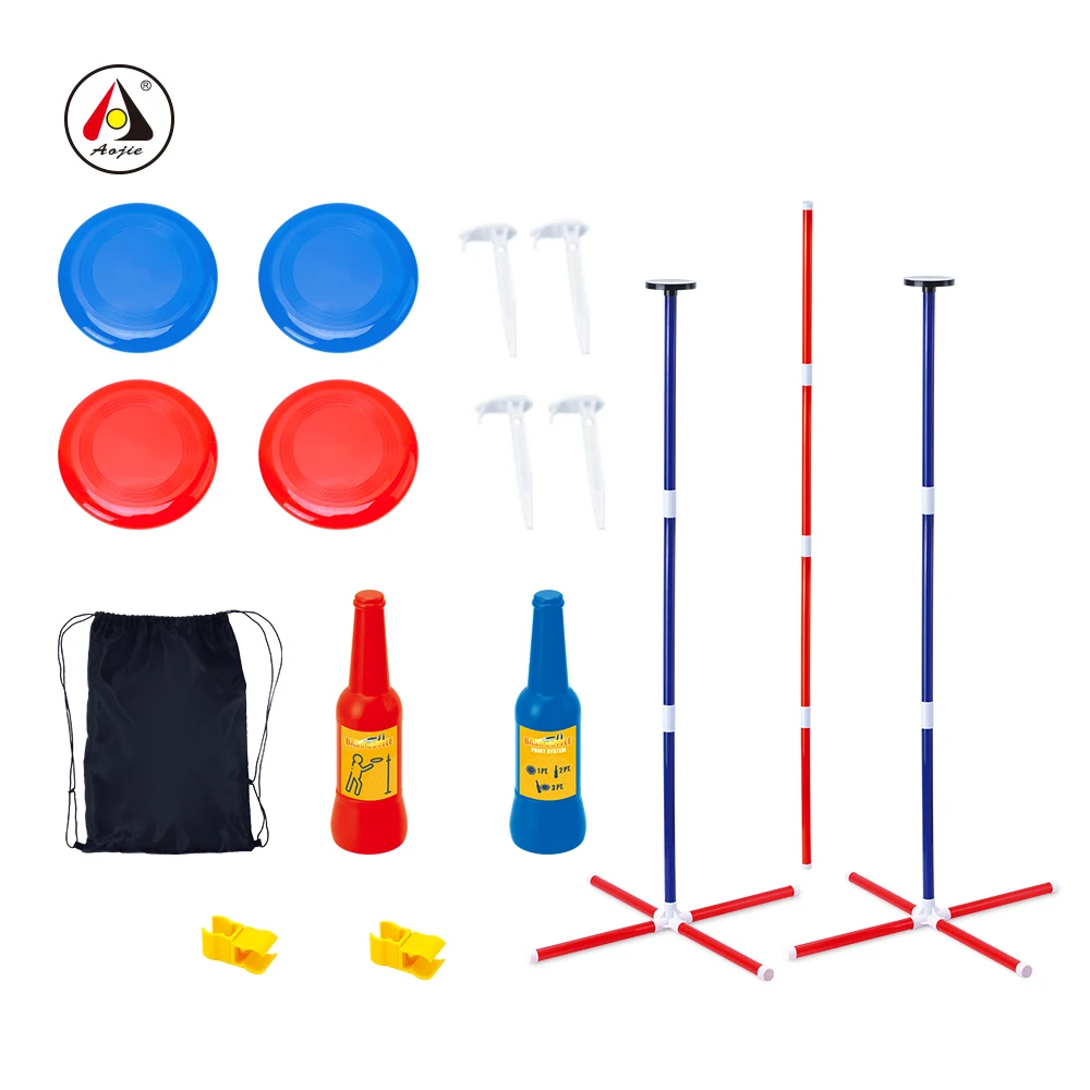 2 In 1 Yard Games For Adults And Kids Limbo Game & Bottle Bash Game With 4 Flying Discs For Camping, Beach, Lawn,Outdoor