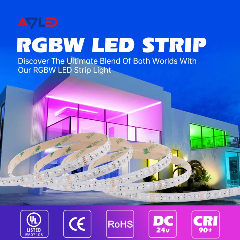 2835 RGBW+2110 RGB 3 Colors in 1 LED 5m 240LEDs/m Multi-Colored Smart Strip Lights White 2700K-3000K 10mm 24V