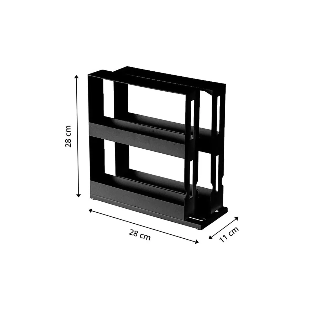 Spice Rack, Standing, Extendable, 2 Tiers, No Drilling, Lots of Storage Space, Shelf for Kitchen, Plastic, Black