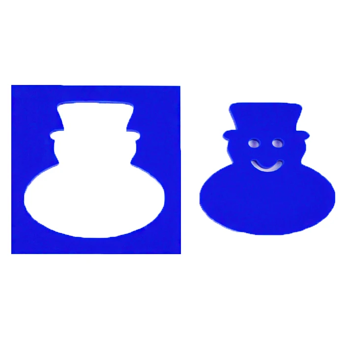 Funny Snowman Shaped Acrylic Christmas Decoration Stencil Template Blue Acrylic Picture Drawing Stencil Template