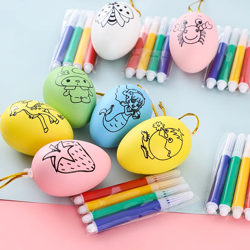 Easter 2024 Diy Hand-painted Colorful Easter Eggs Cartoon Bunny Handmade Gifts Easter Egg Party Decoration