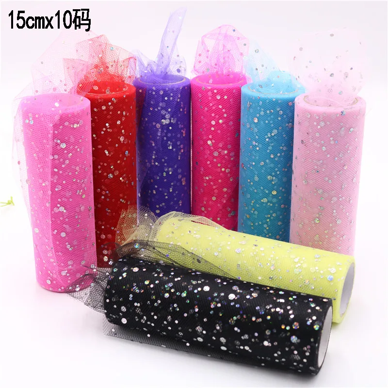 15cm Wholesale Christmas Accessories Gillter Dot Decorative Organza Tulle Mesh ribbon