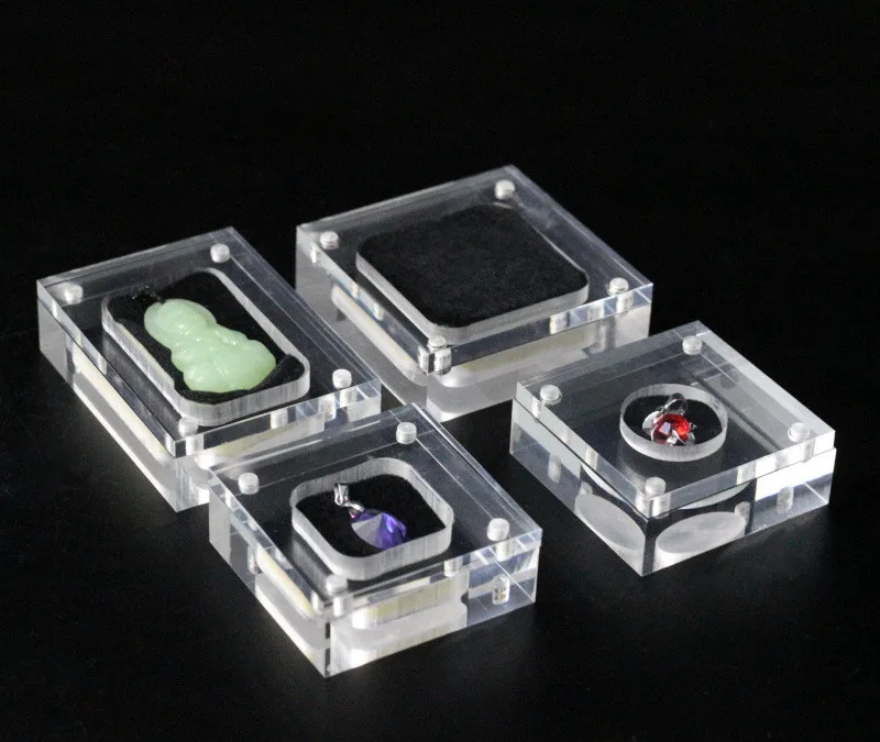 Custom Transparent Small Earring Jewelry Gem Storage Boxes Acrylic Gemstone Display Box with Magnet
