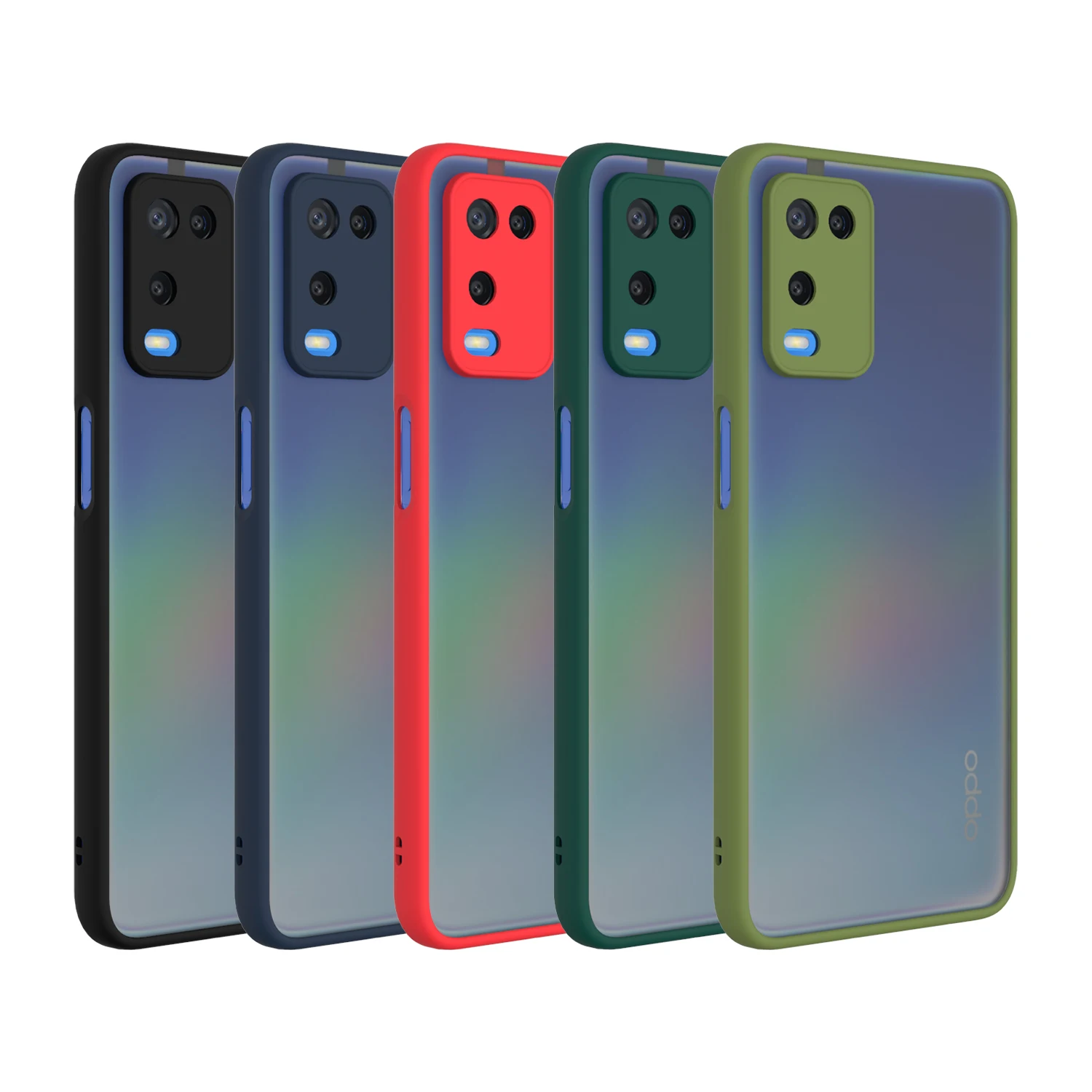 PC+TPU Bumper Frame Matte Smoke Phone Case Camera Lens Protector Cover for OPPO A54 / A74 4G / F19 Mobile Phone Bags & Cases