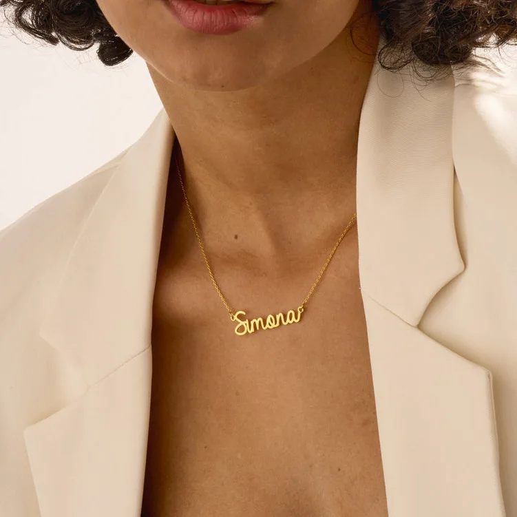 Custom Personalized Name Plate Pendant Logo Pvd Stainless Steel Fine Fashion Jewelry Necklaces for Women Birthday Gift Wholesale