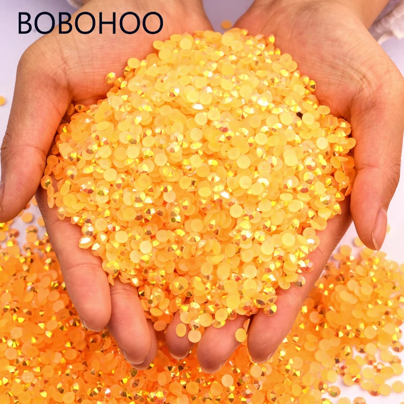 BOBOHOO Bulk Packing All Size Resin Flat Back Rhinestones Silver Jelly Crystal Strass Luminous Same Cut Face For Garment