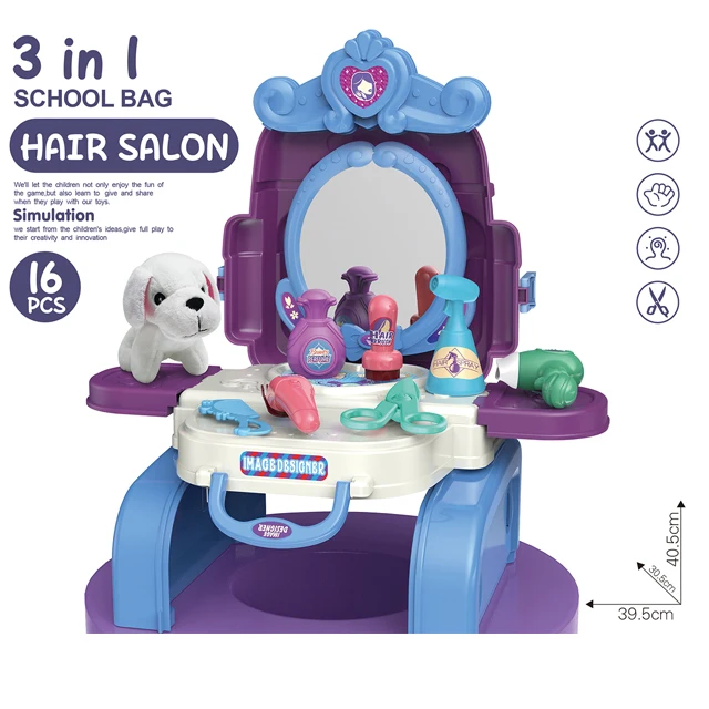 Funny preschool play set toy cute pet dog fashion Hair bag pretend play set for kids