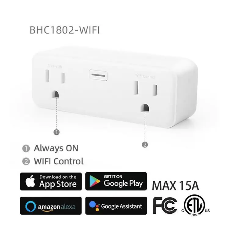 15 WiFi Google Home Amazon Alexa US Dual Smart Universal Plug
