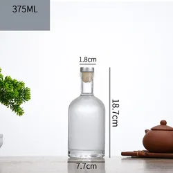 Shape Empty Whiskey Bottle 200ml 375ml 500ml 750ml round cork wine empty whiskey glass bottle