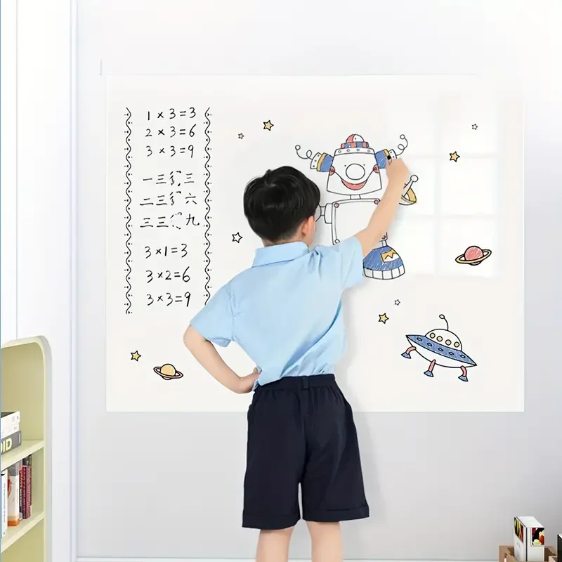 Dry Erase Whiteboard Sticker Wall Decal Self-Adhesive White Board Roll Peel Stick Paper for School, Office, Home, Kids Drawing