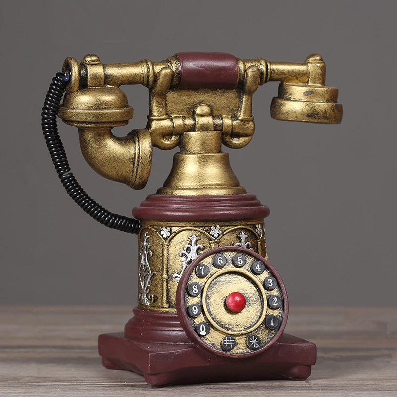 Retro Resin Handicraft Gramophone Tellurion Violin clocks Desktop Table Display home decoration telephone shape ornament
