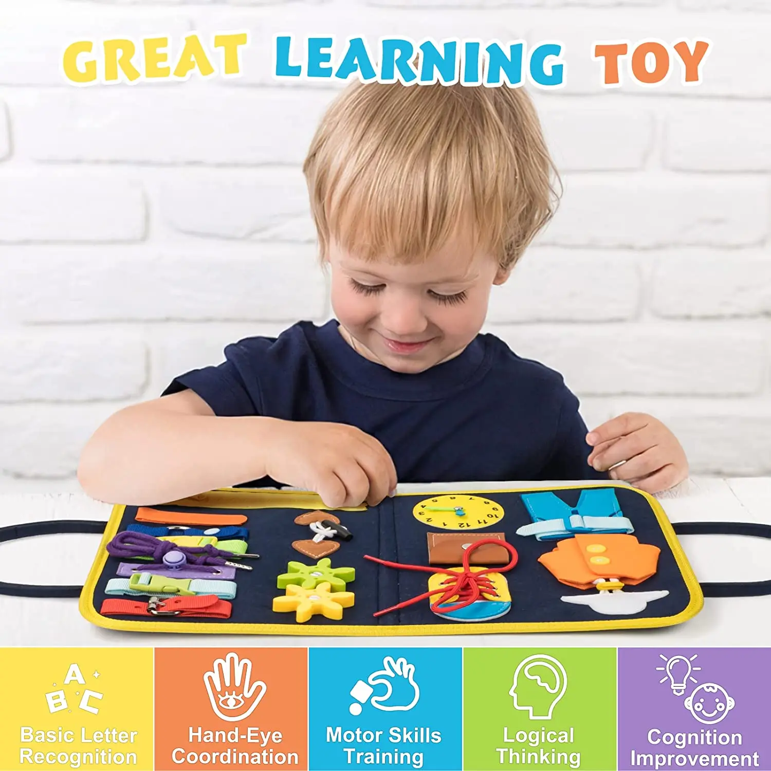 Toddlers 2-4 Sensory Board Busy Book Preschool Learning Activities Educational Toys for Toddlers 2 3 4 Year Old Boys Girls
