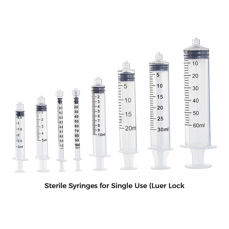 KDL CE Approver 1ml 3 ml 5ml 10ml 20ml 60ml Disposable 3 Parts Plastic Luer Lock Syringes With Needle