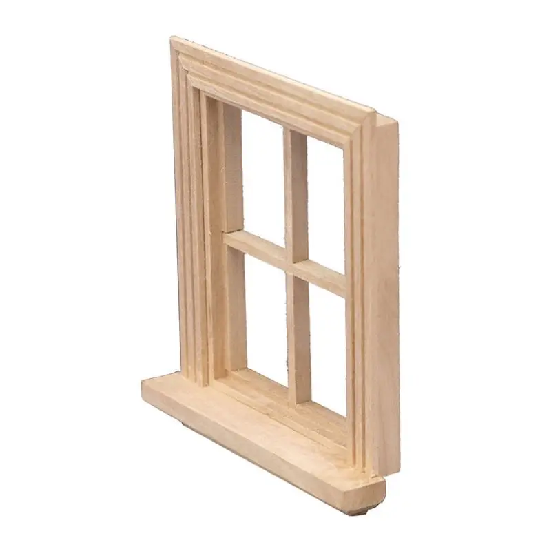 Miniatures 1:12 Fashion Doll House Mini Window Plain 4-Light Window Made of Plush