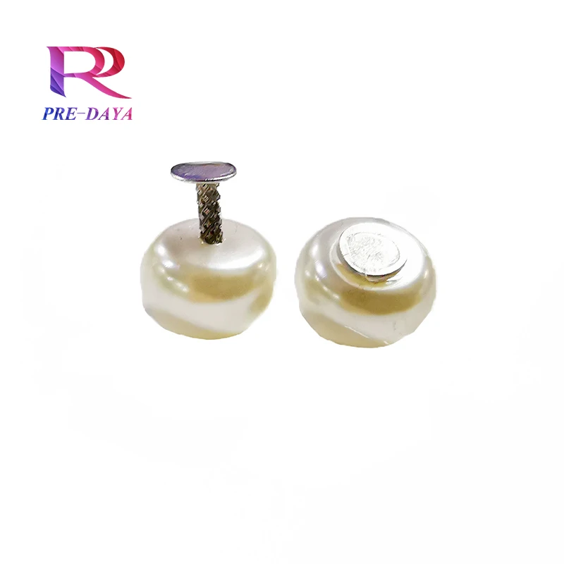 Wholesale spot 8mm 12mm flat pearl studs  high gloss flat pearl buttons rivet