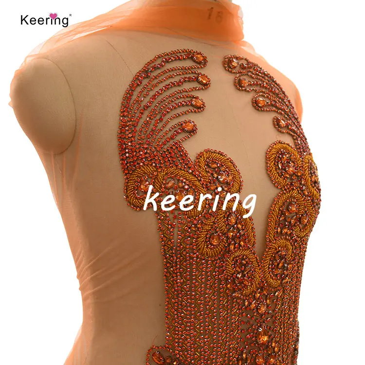 WRA-245 Keering пришить разных цветов с украшением в виде кристаллов из сетчатой ткани ярко-оранжевый изготовленный на заказ аппликация страз и отделка