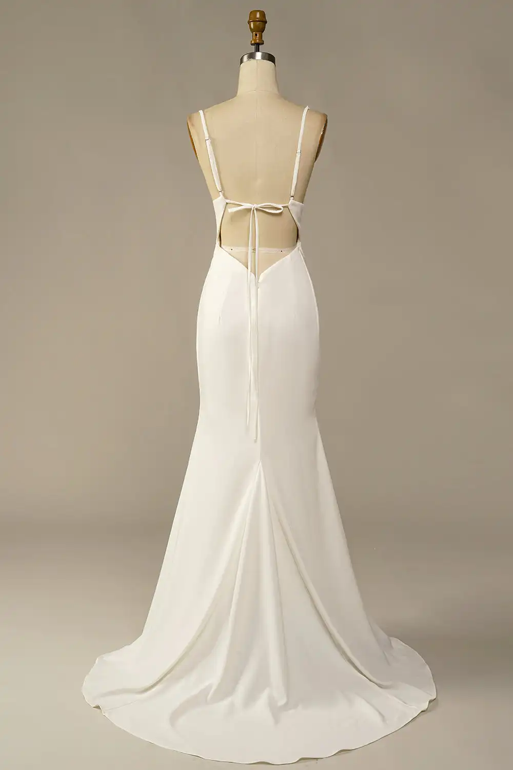 Wholesale Elegant Mermaid Spaghetti Straps Open Back Wedding Dresses 2024 White Floor Length Sleeveless Satin Wedding Gown