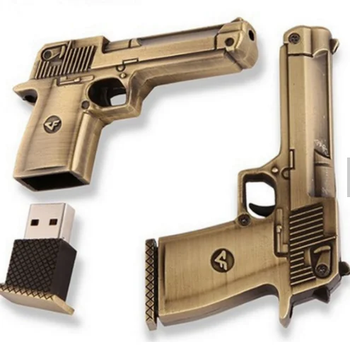 Металлический пистолет USB флэш-накопитель в виде пистолета логотип на заказ 8 Гб 64 оружие накопители 128 мб ручка-накопитель рекламные