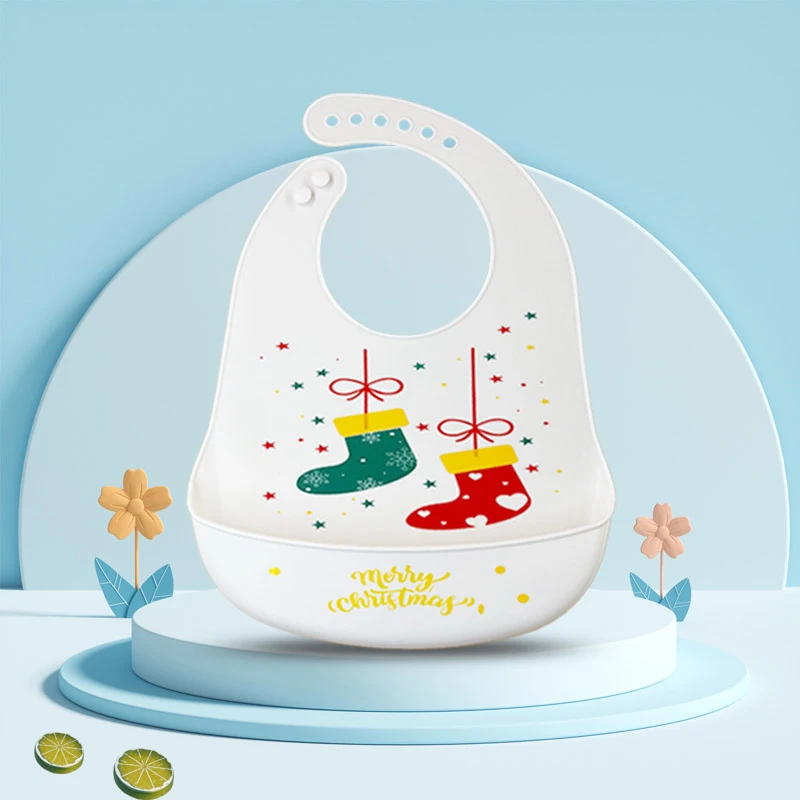 Factory Wholesale BPA-Free Cute Baby Silicone Feeding Set OEM Supply Age Group Child Print Pattern Fork Spoon Bibs Button
