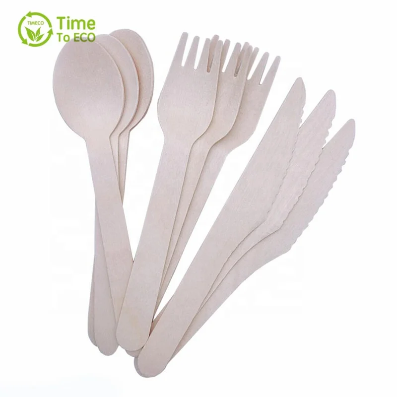Biodegradable Disposable wooden  knife fork spoon cutlery