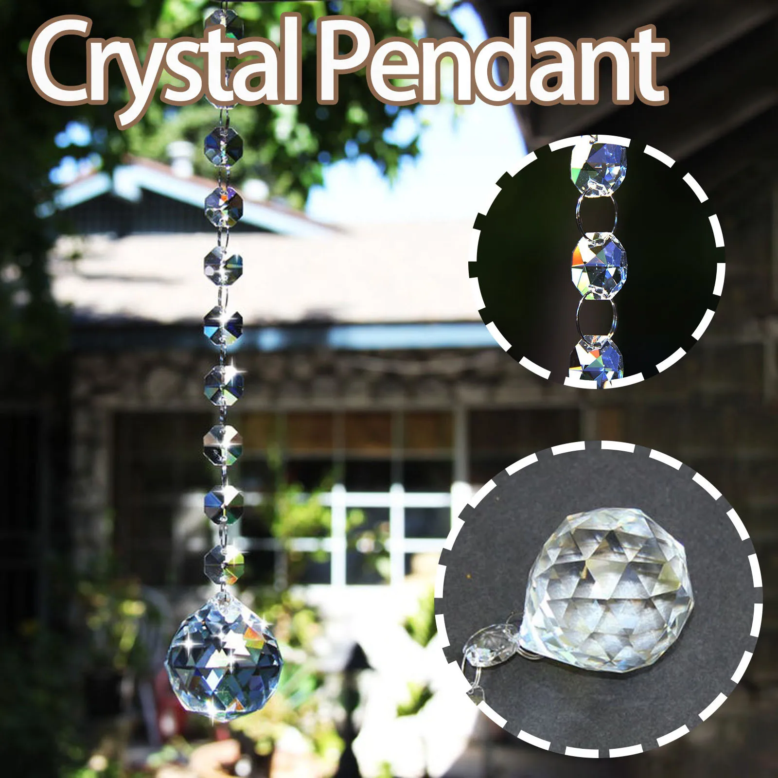 Sun Catcher Crystal Pendant - Clear Hanging Crystals Suncatchers for Windows - Ceiling Outdoor Hanging Decor - Feng Shui Rainbow
