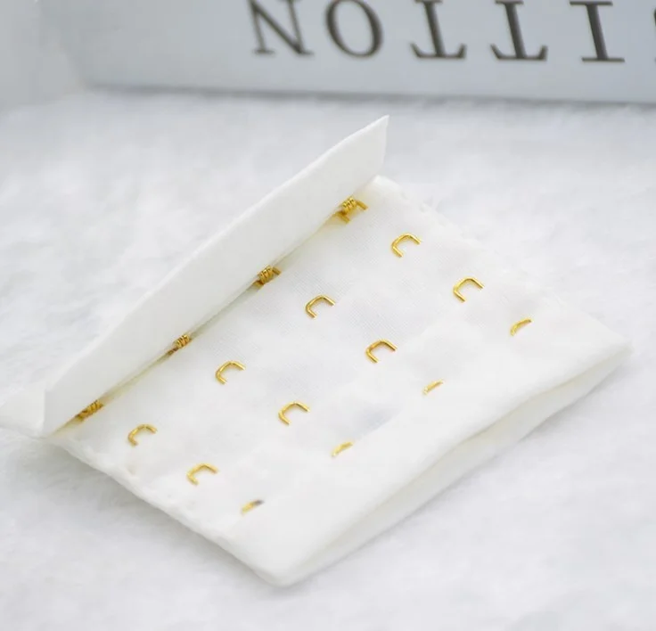 Customize colorful Hook and Eye Tape Bra underwear accessories 4 rows 4 hooks White Strap extender