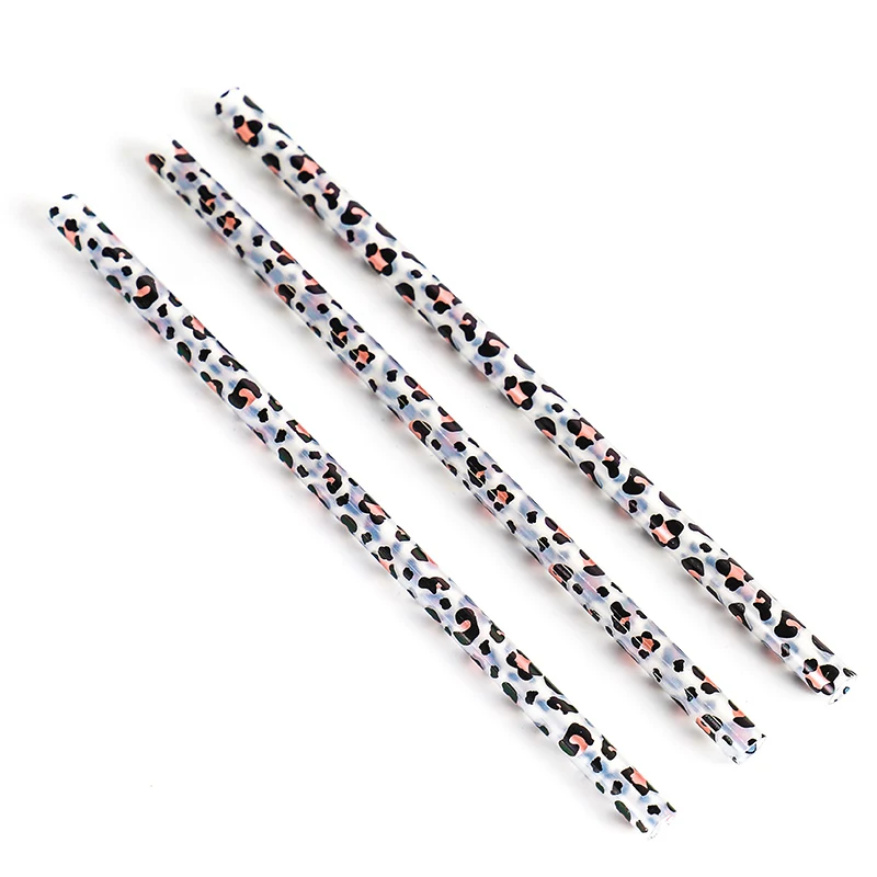 
Reusable Leopard Print Straws Eco-friendly plastic printed drinking straws with design, BPA-free PP material 