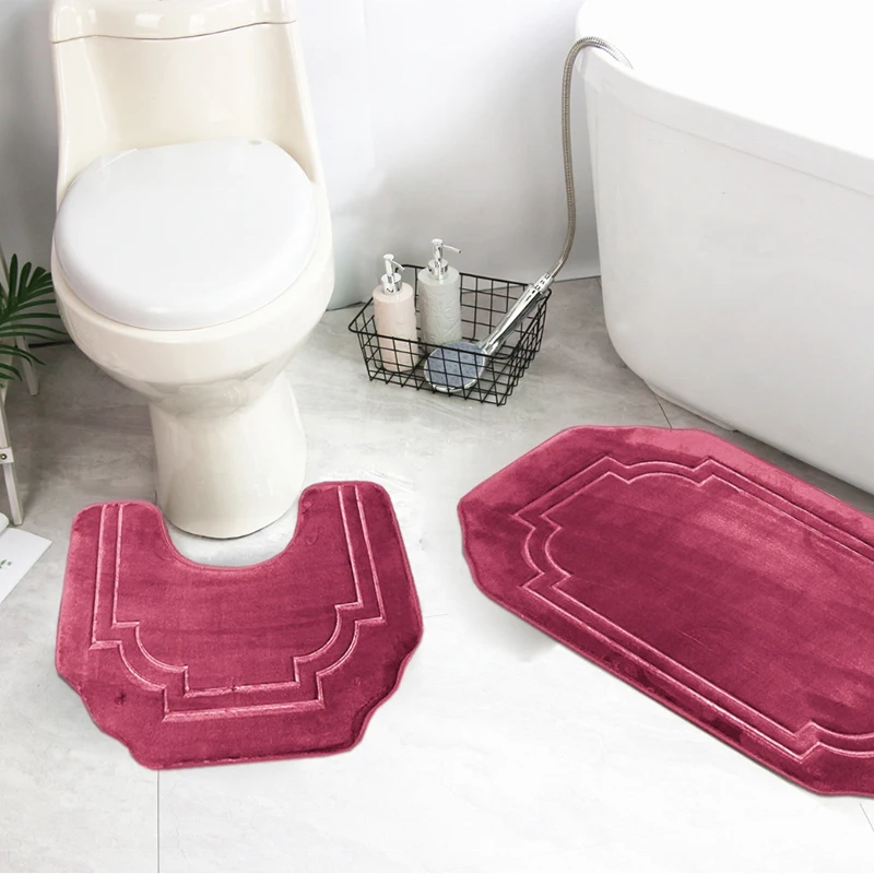 Фланель пены 2 шт. коврик для ванной мягкая Абсорбирующая нерегулярные комнаты женщин Нескользящие коврики бегун фабричного производства
