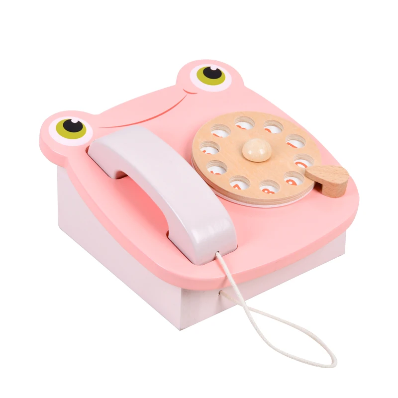 Interactive Game Landline Frog Telephone Wooden Toy For Children Baby Education