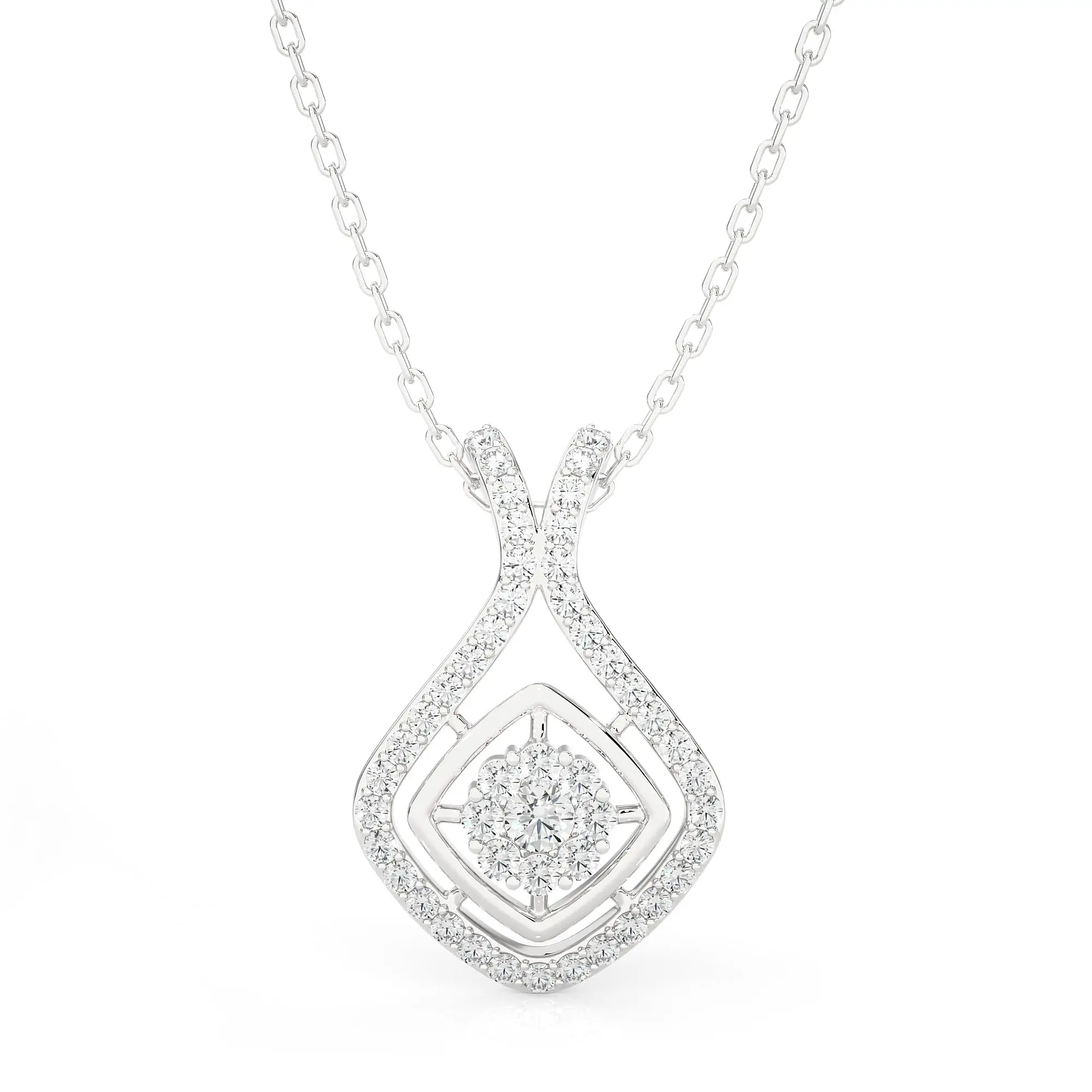 vvs Lab Grown Diamond Round Halo Pendant Necklace for Women in 10k White Gold Jewellery Diamond